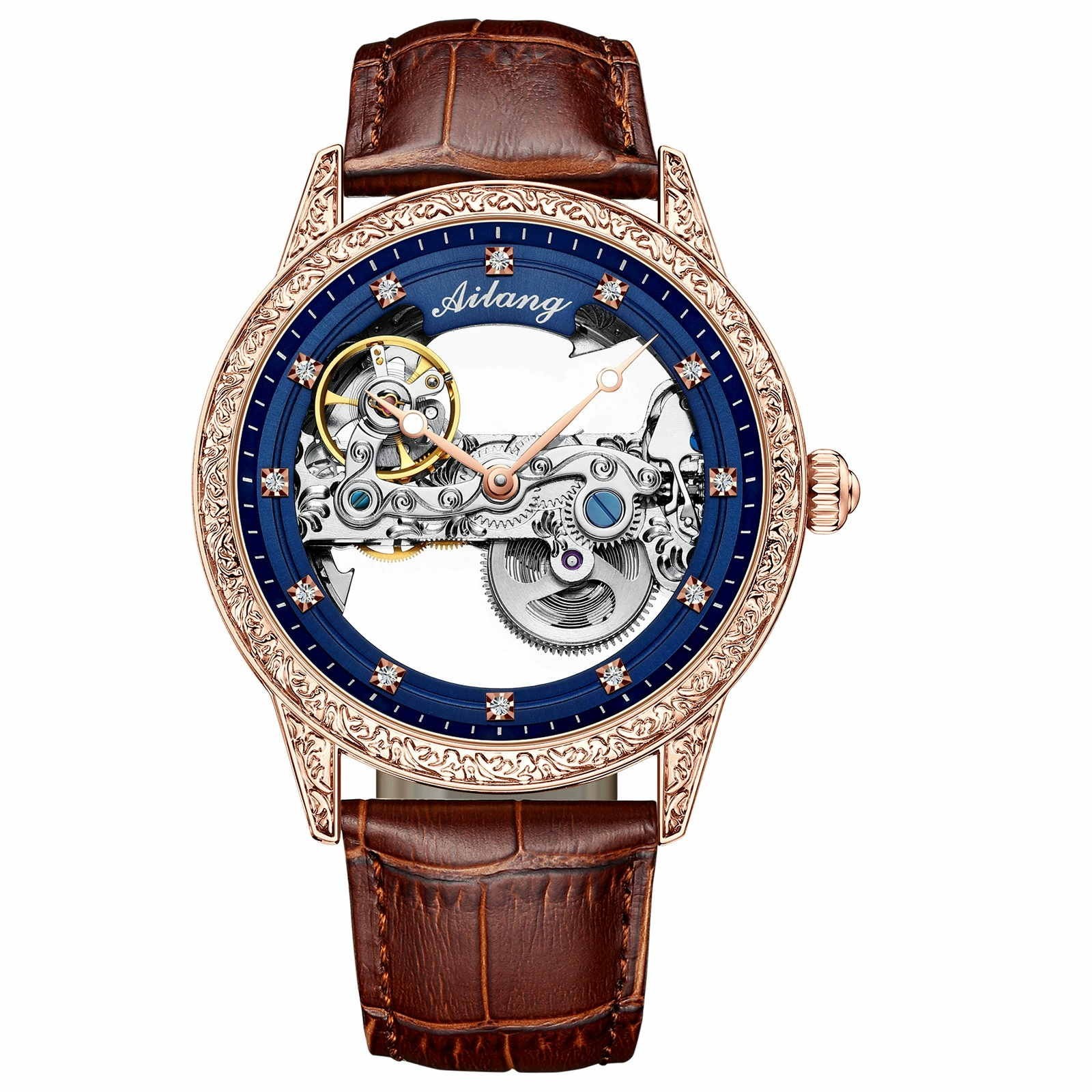 AILANG Men’s Automatic Mechanical Wristwatch Bridge Skeleton Sapphire Luminous