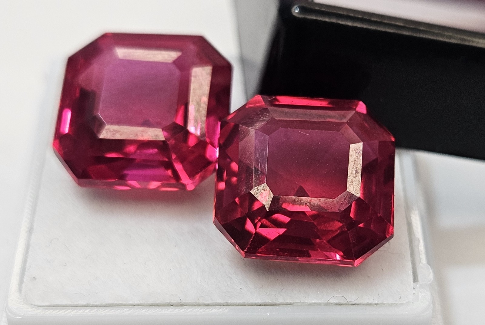 Asscher Cut Rubellite Tourmaline 20-22 Ct Pair Loose Gemstone For Earring Making