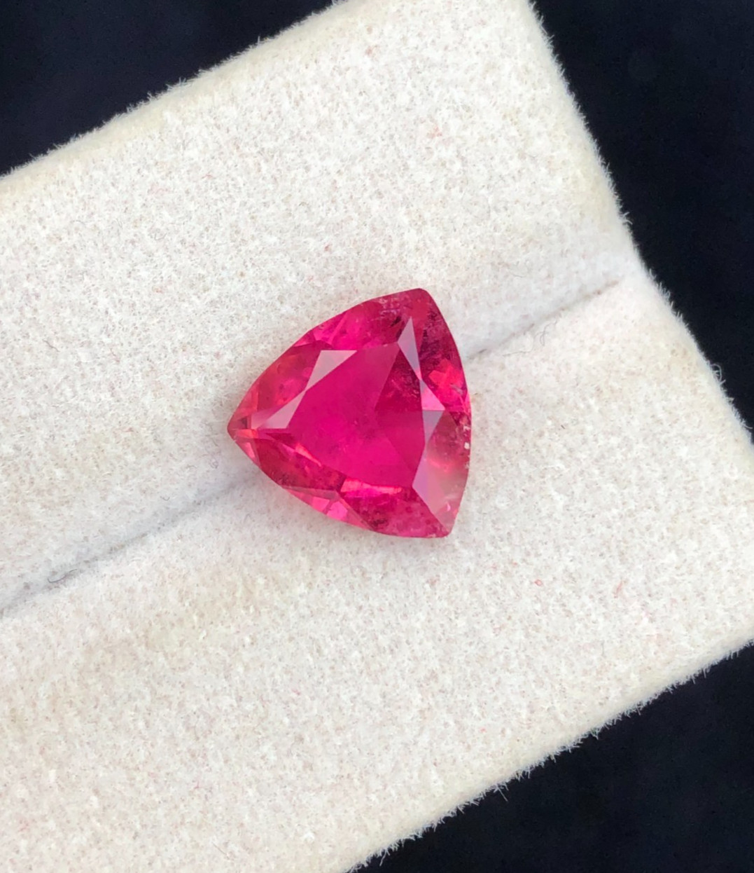 3.5 Carats Natural Rubellite Tourmaline , Trillion Cut, Hand Faceted