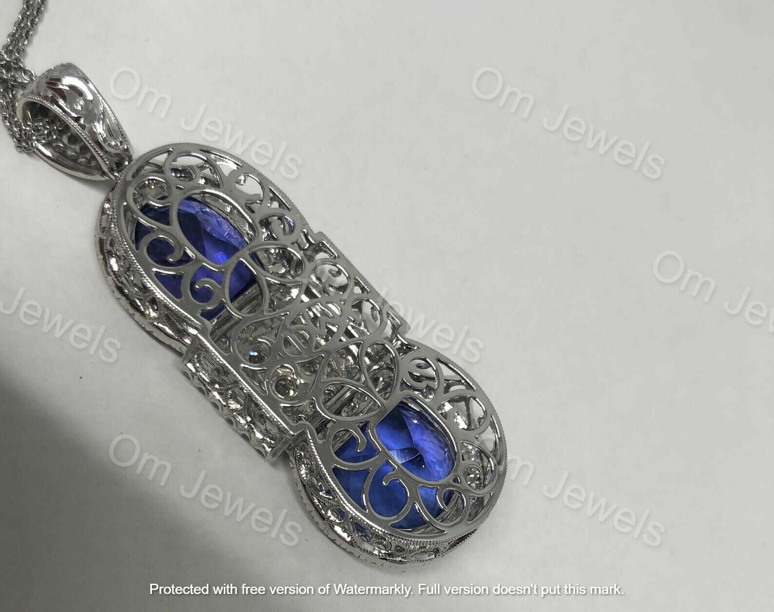 Delicate4.20Ct Oval Cut Blue Sapphire Pendant 14K White Gold Over 18″ Free Chain