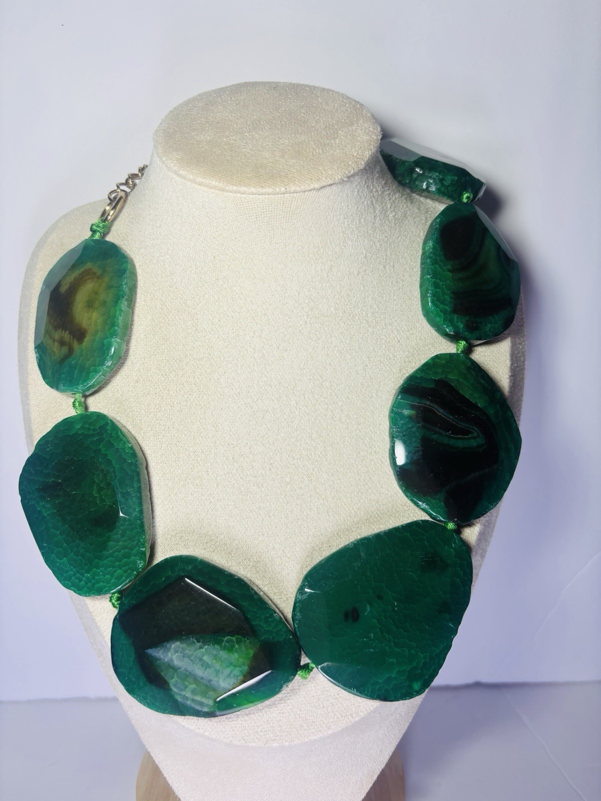 Sequin NYC Statement Necklace-oversized Faceted Green Stone Beads-heavy Designer