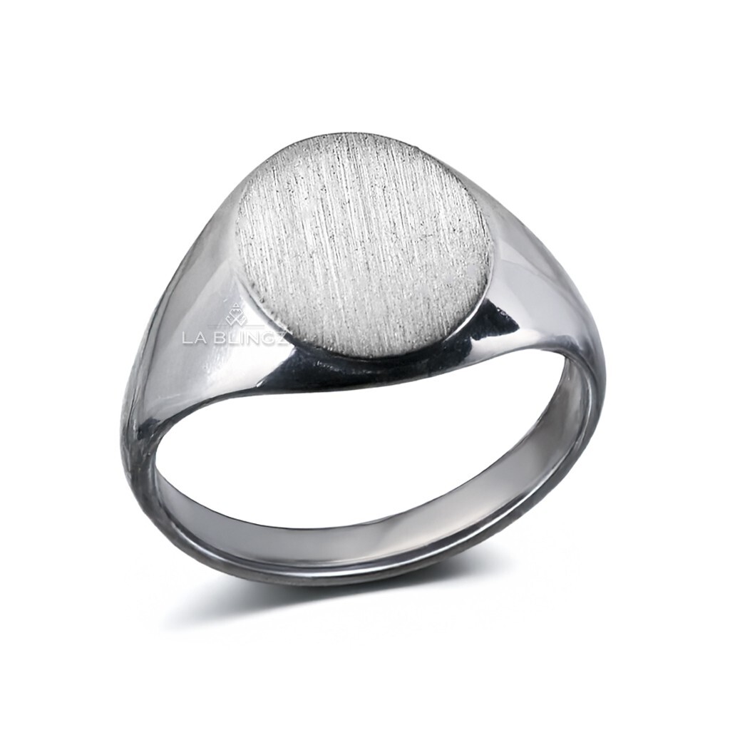 Sterling Silver Oval Brushed Signet Ring – Classic Polished 925 Silver Ring