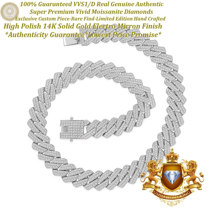 104+ Grams VVS1/D 18.59 Ctw. Moissanite Miami Cuban Link Chain Neckless 10mm/24″
