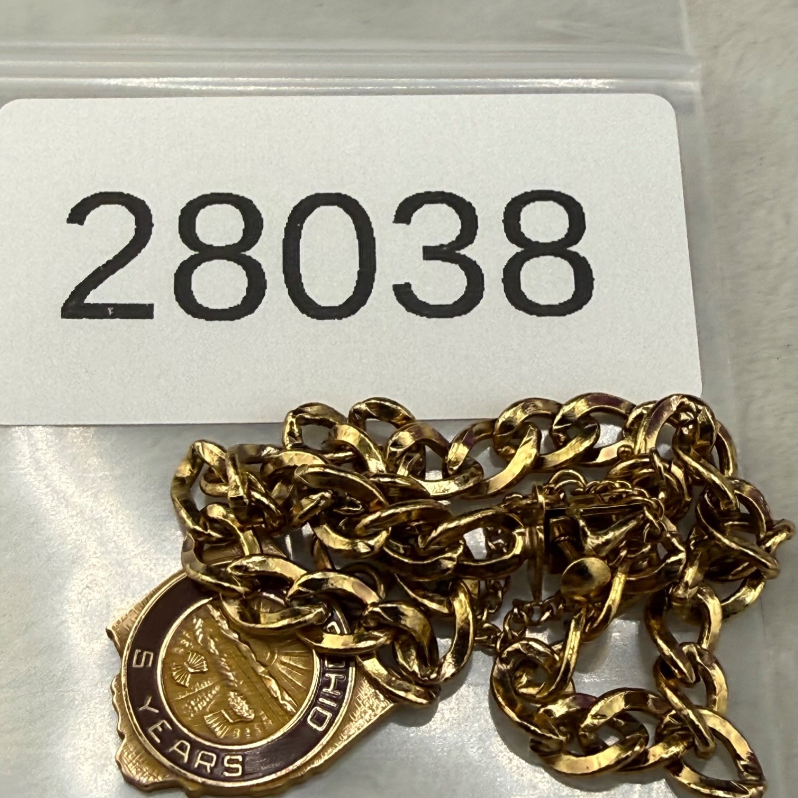 Vintage Gold Filled Charm Bracelet State of Ohio 5 Years of Service 7”