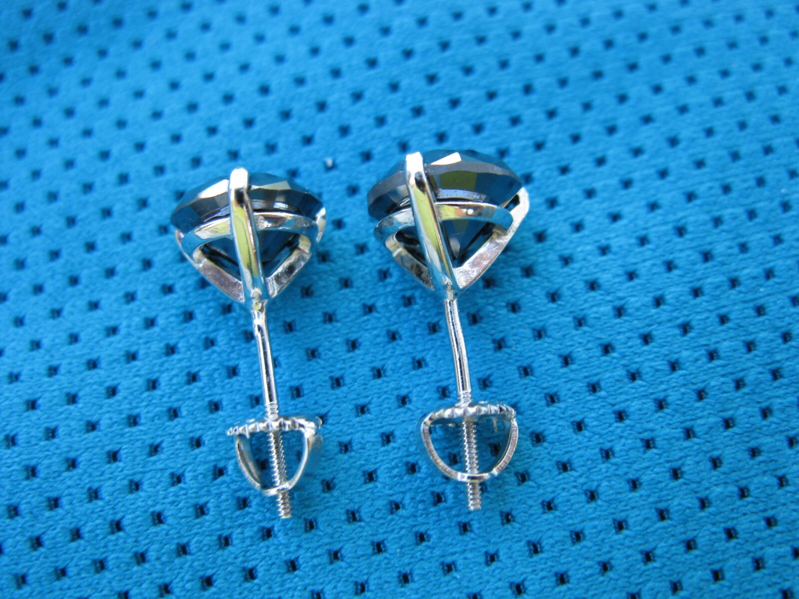 3.85ctw SCREW BACK 100% REAL BLACK DIAMOND EARRINGS,CERTIFICATE,FREE DIA TESTER