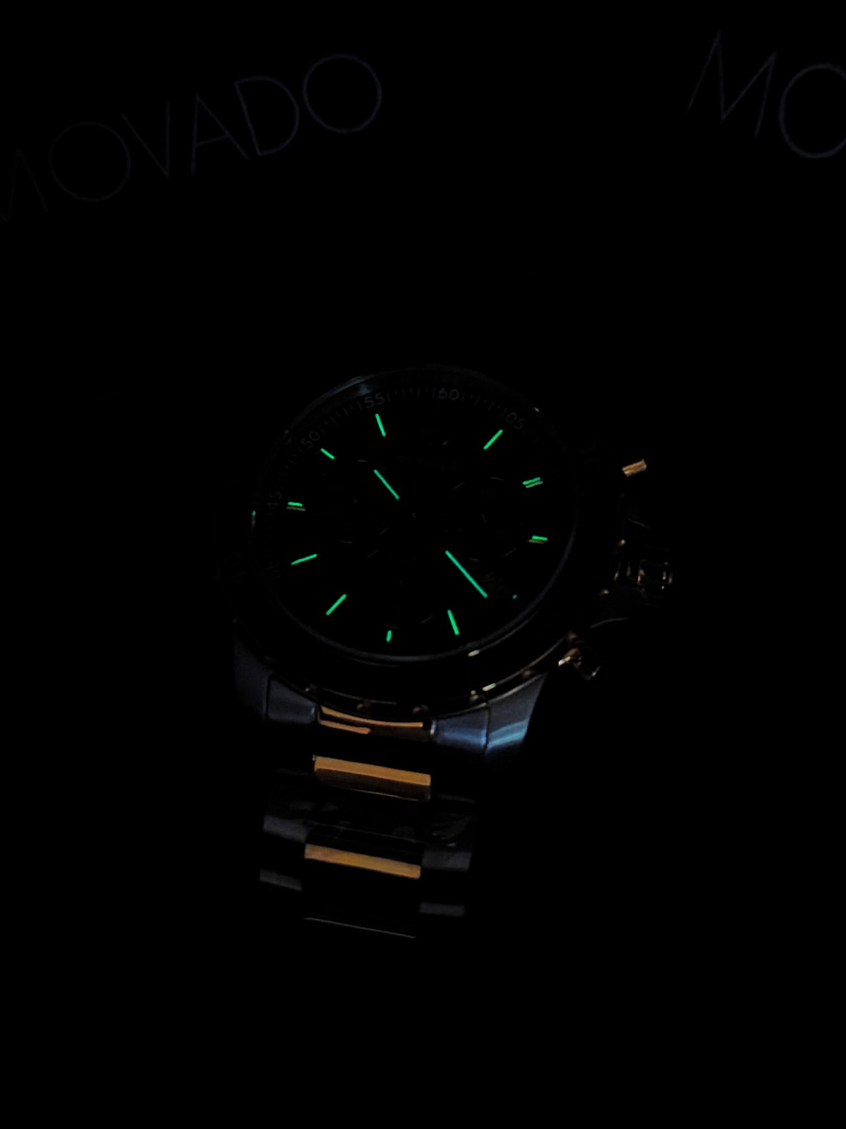 Movado 800 Series Chronograph Men’s Two-Tone Black Dial Quartz Watch 2600146