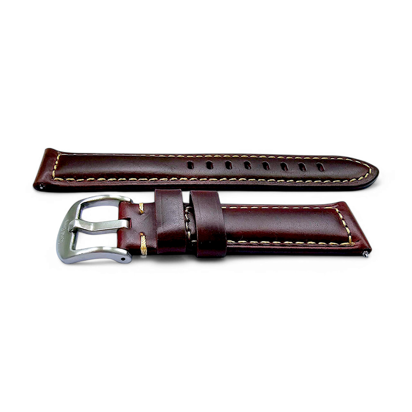 Vegetable Tanned Cracked Leather Watch Strap Band Top Grain Two Mens 20mm 22mm
