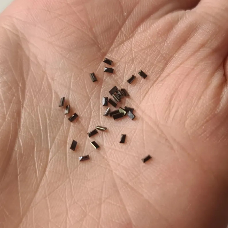 Conflict Free Black Baguette Diamond, 1x2mm Baguette Cut