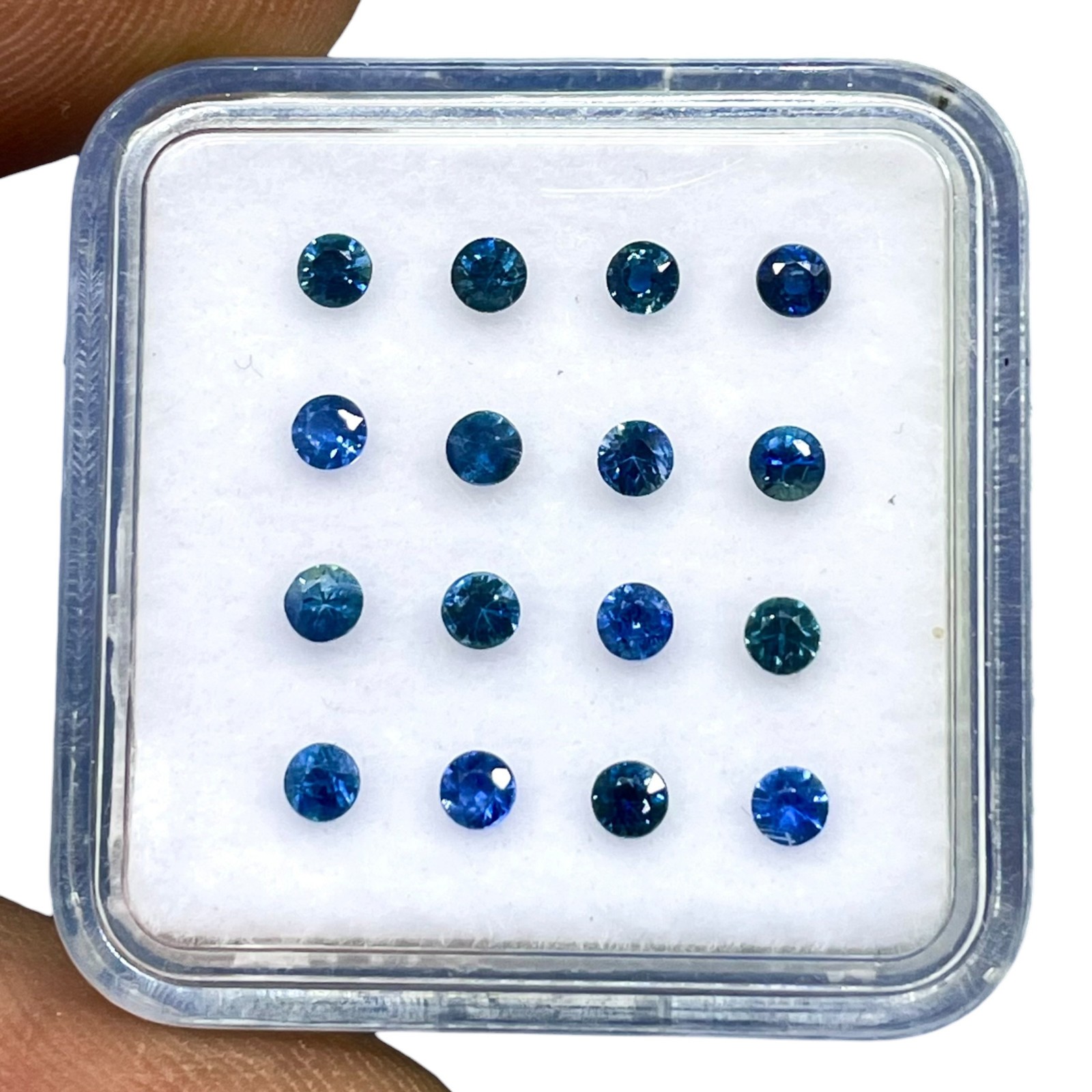 16 Pcs Natural Sri Lanka Blue Sapphire 2.4mm Round Diamond Cut Loose Gemstones