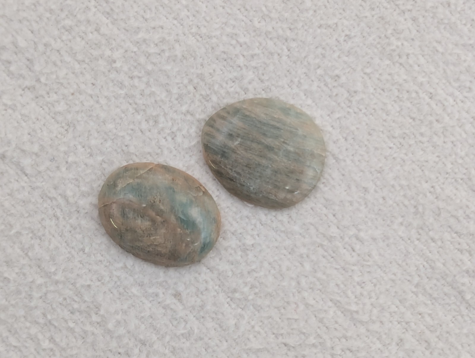 2 Amazonite Orthoclase Cabochon Gemstones 22.4 carat (4.49g) Exsolution Lamellae
