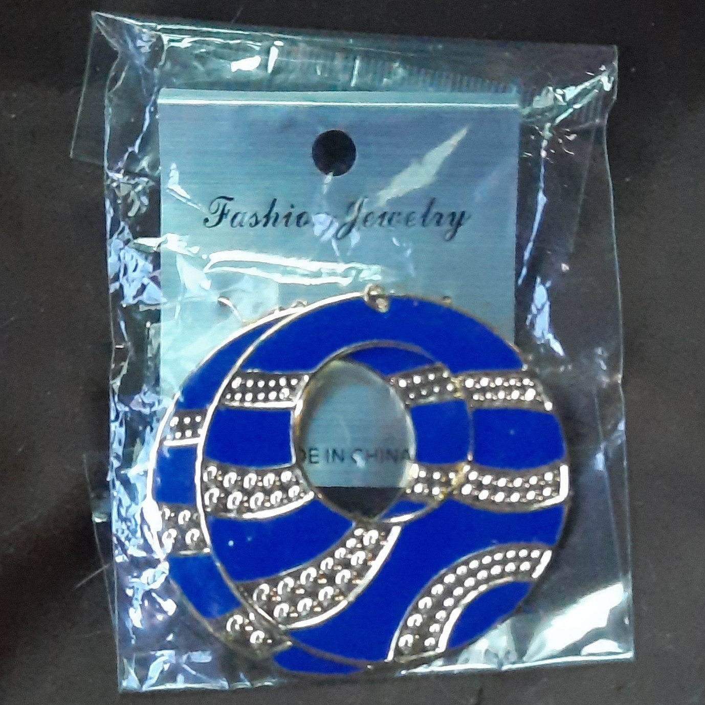 Fashion Jewelry Dangle Hook Earrings Blue Round Metal Stars Theme Made in China