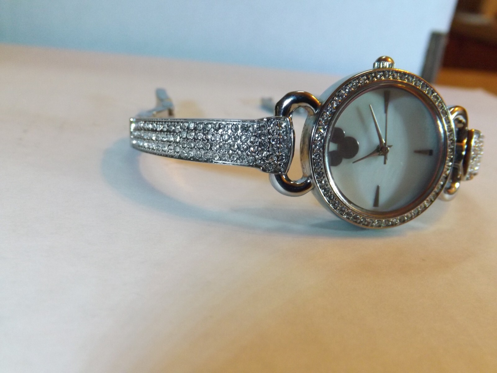 Disney Parks Womens Mickey Mouse Watch -Sparkling Crystals-Two Bonus Bangles-New