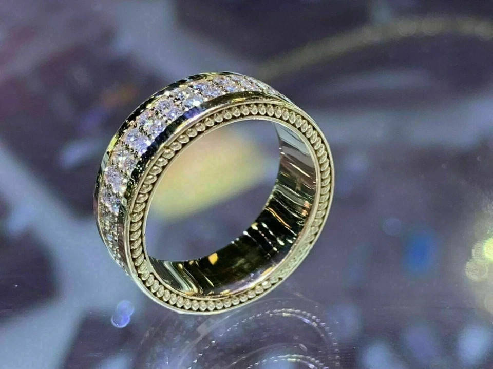 2.5Ct VVS1 Round Cut Lab Created Diamond Men’s Wedding Gift 14K Gold Finish Ring