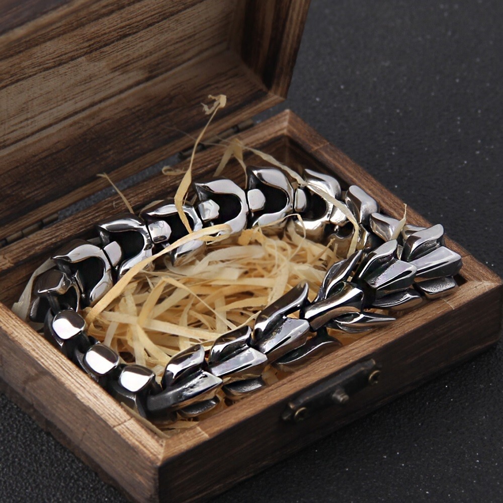 Viking Bracelet Ouroboros Vintage Punk Stainless Steel Fashion Jewelry For Mens