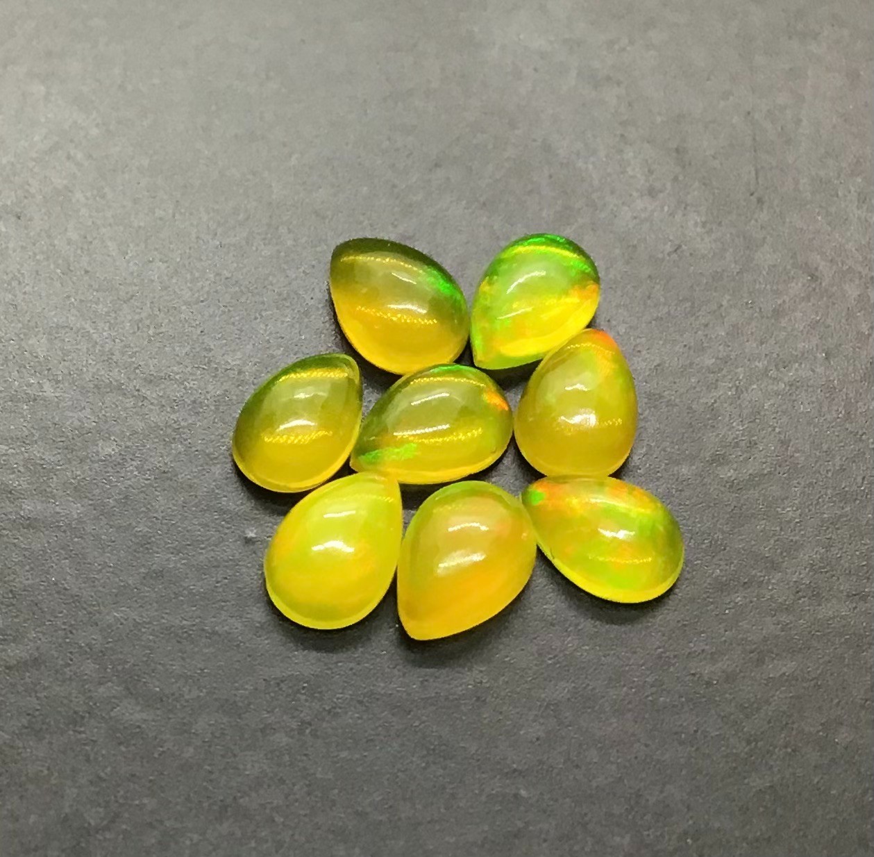 Ethiopian Yellow Opal AAA Natural Pear Flat Back Loose Gemstone For All Jewelry