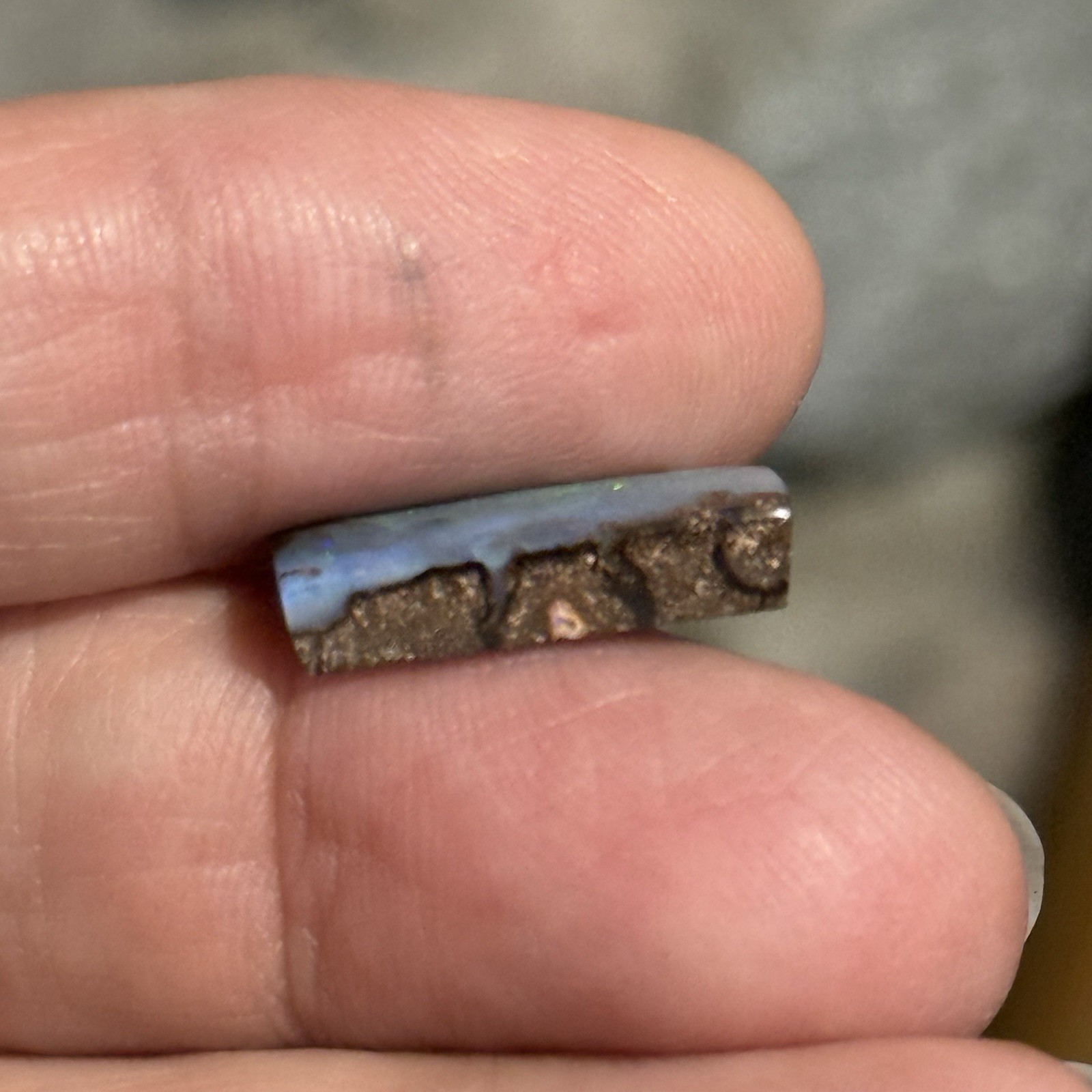 6ct 17.4×6.8×3.9mm Blue Australian Boulder Opal Split Cabochon Gem