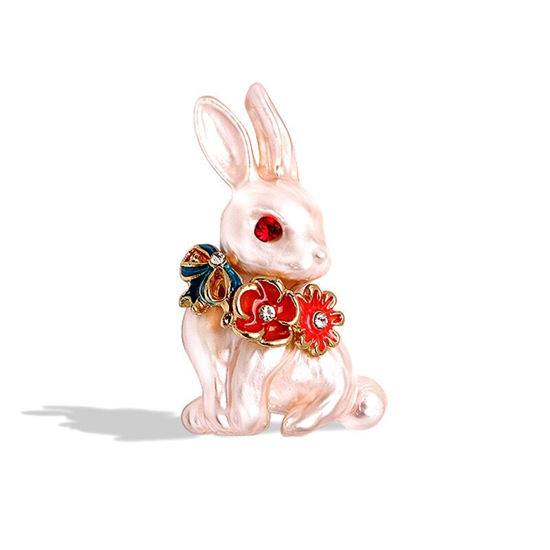 Fashion Classic Luxury Animal Brooch Rhinestone Pearl Pin Jewelry New Year Gift