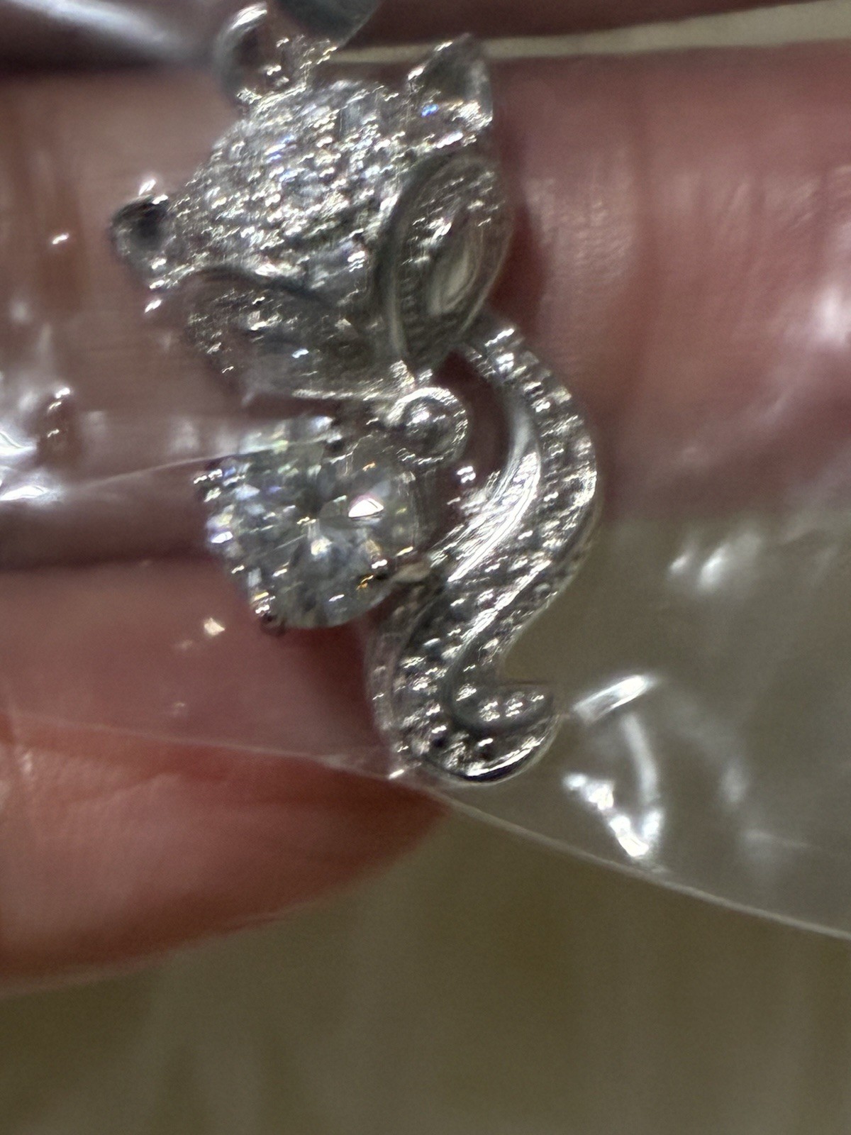 1ct White Gold Over Brass Moissanite Fox Pendant