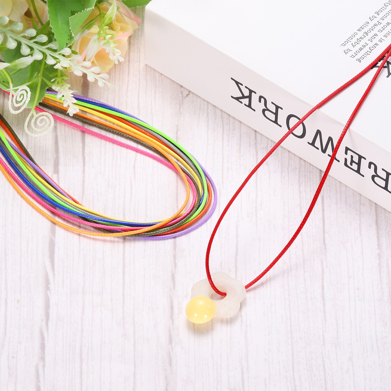 10pcs 24 Inch Waxed Necklace Cord 2mm for Jewelry Making,Cream