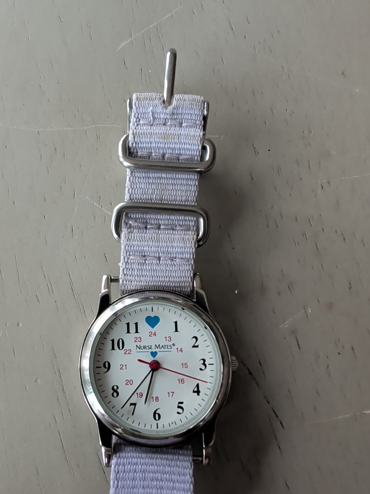 Nurse Mates Watch NM869004 Working 24hr Canvas Band New Battery