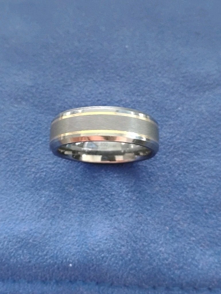 Triton Tungsten Carbide TC 850 / 14k Yellow Gold Sz 13 Band Ring Free Shipping
