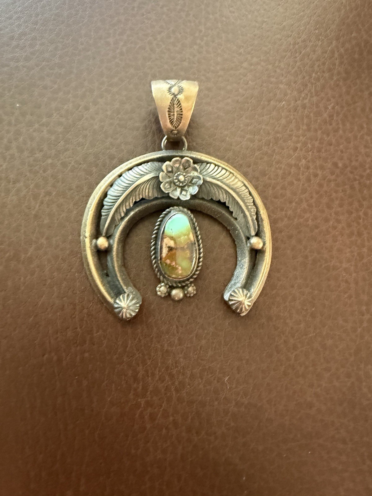 Sterling Silver Naja Pendant Royston Stone Feather Stamped