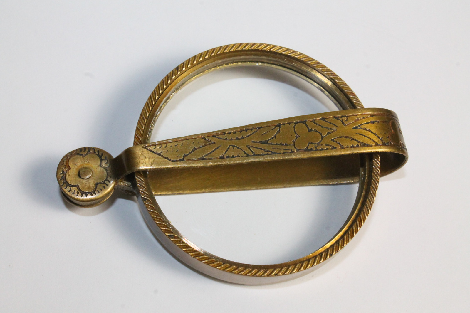 Antique Vintage Style Brass Pocket Folding Optical Glass Magnifying Lens Loupe