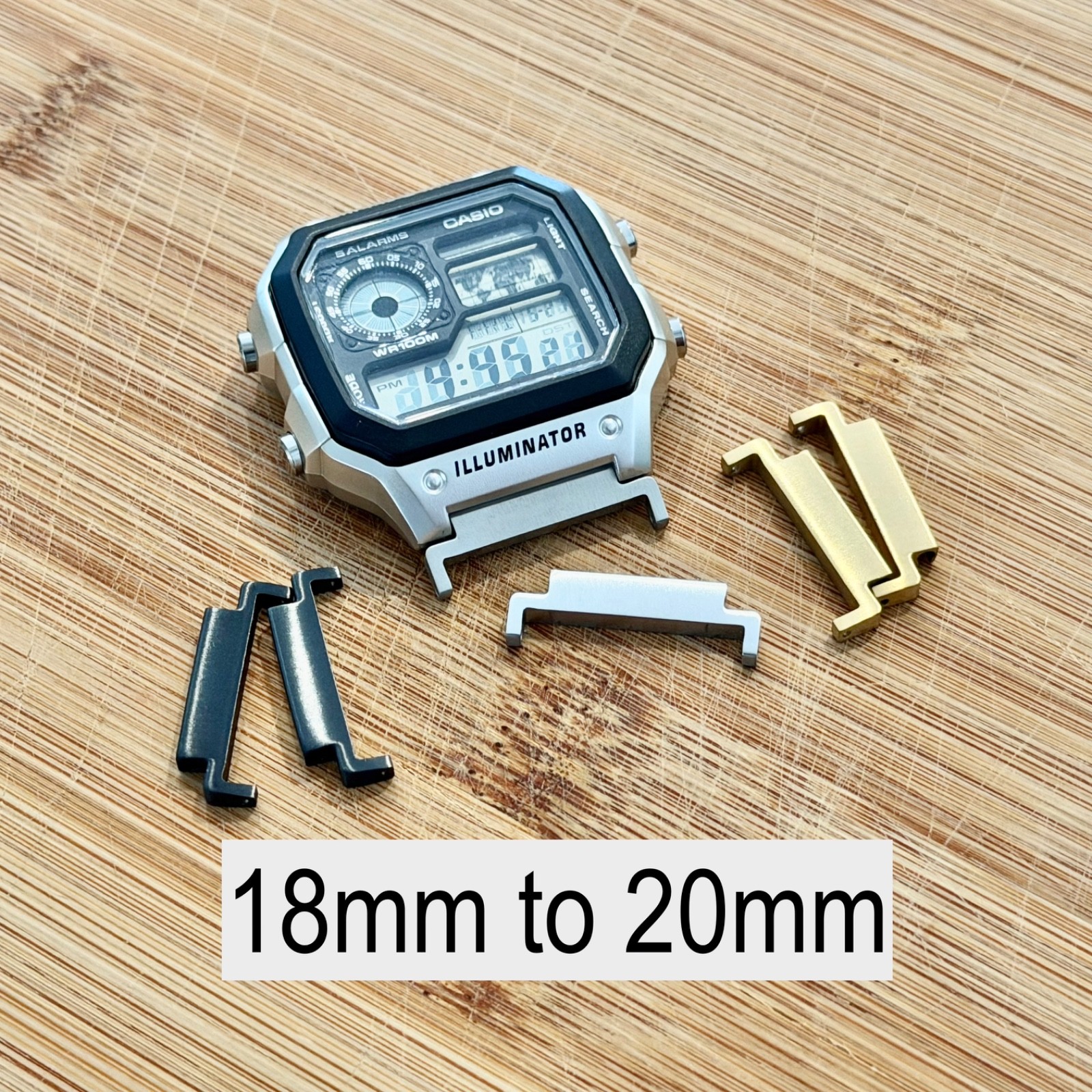 18mm Watch Band Adapters for Casio AE 1200WH 20mm Convertors Strap Connectors