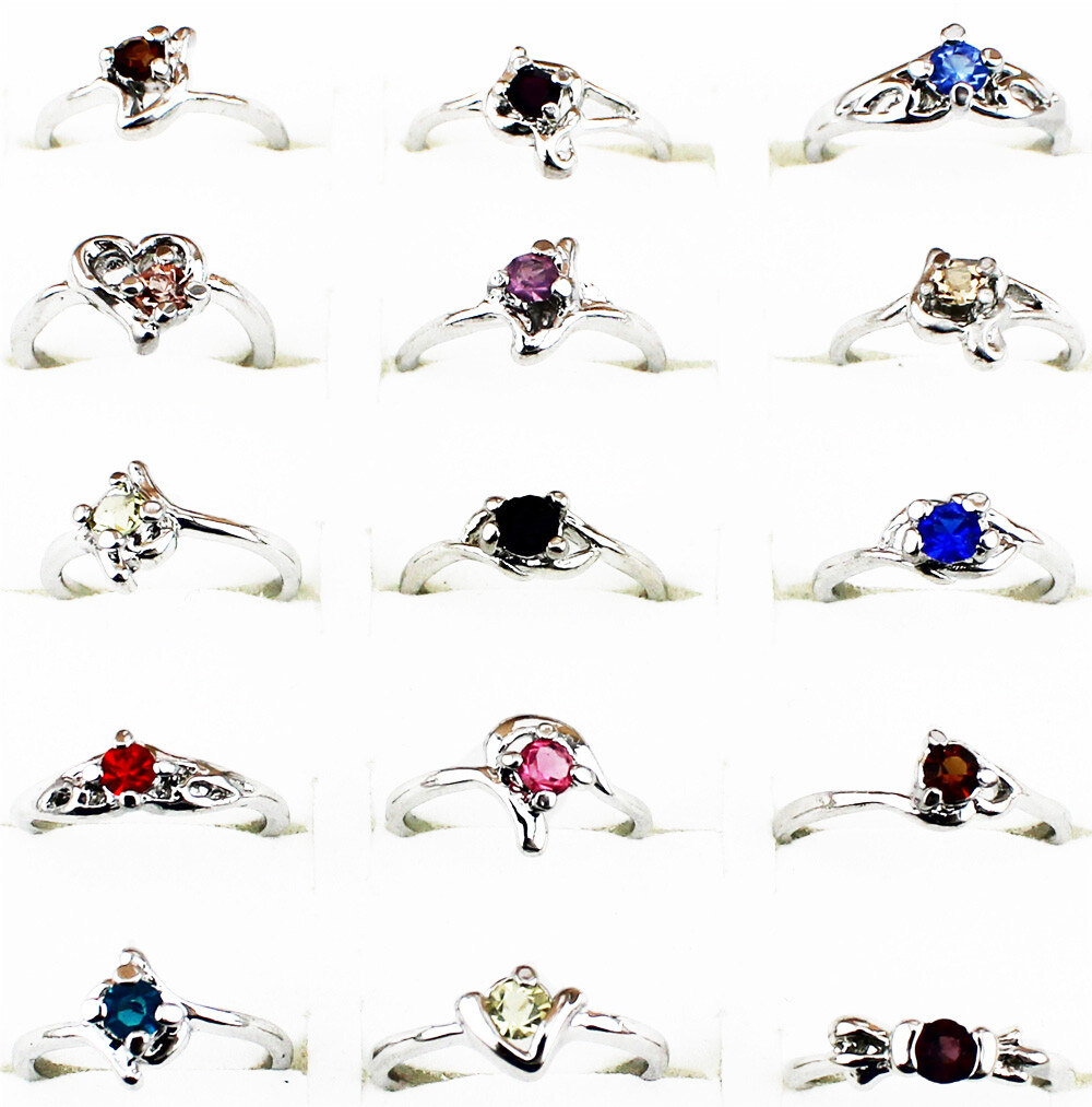 30 pcs Small Size Children Rings Wholesale Lot White Gold Plated Kid’s Jewelry