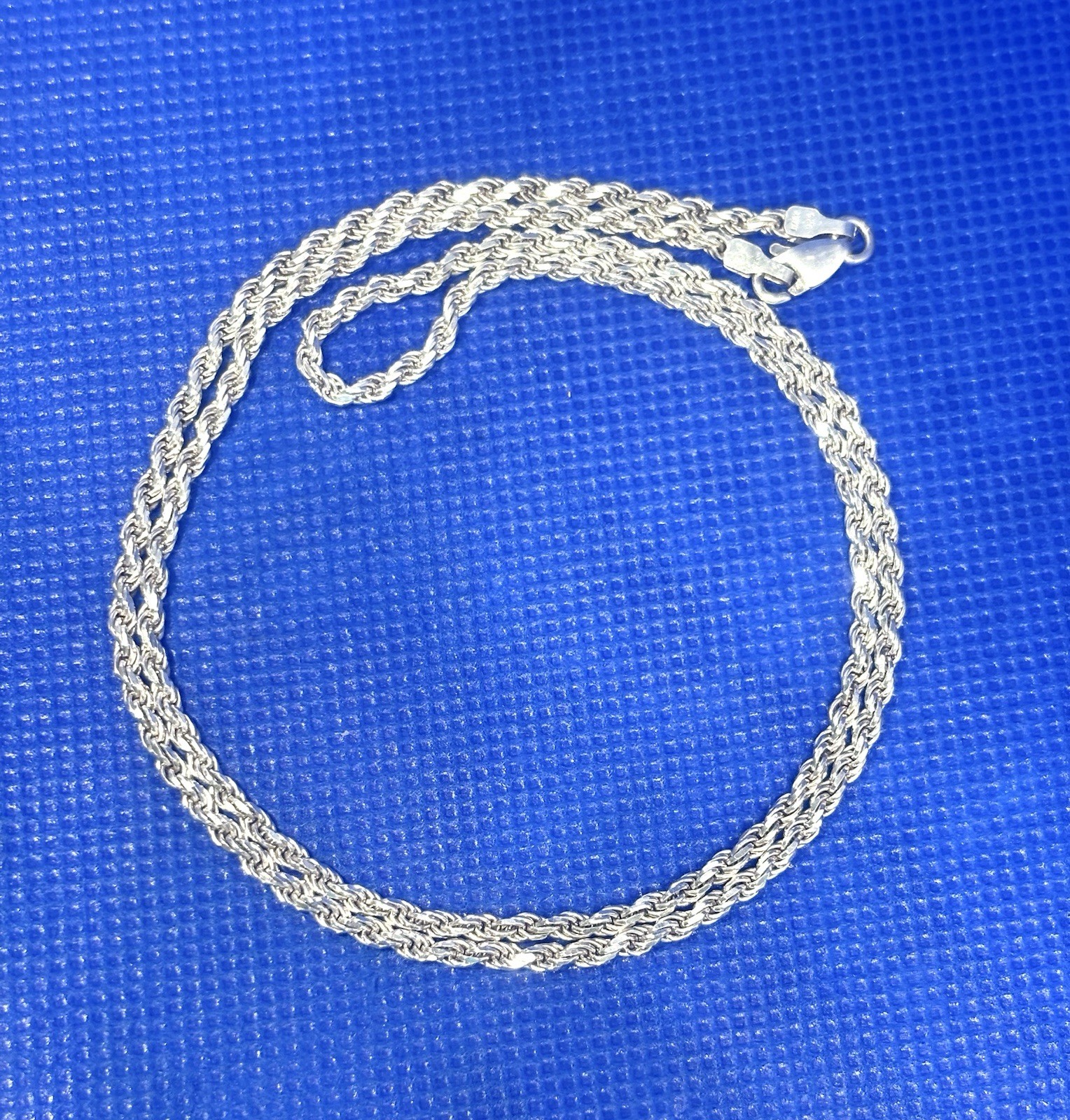 K64 Sterling 925 Silver Twisted Italy Rope Chain Necklace 19″ 51 cm 2.5 mm 9.37g