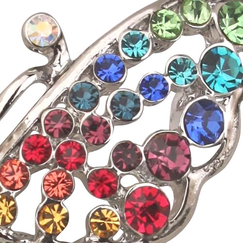 Kirks Folly Rainbow Butterfly Pin w/Fairy Charm-Silvertone 2-1/8″ x 1-3/4″