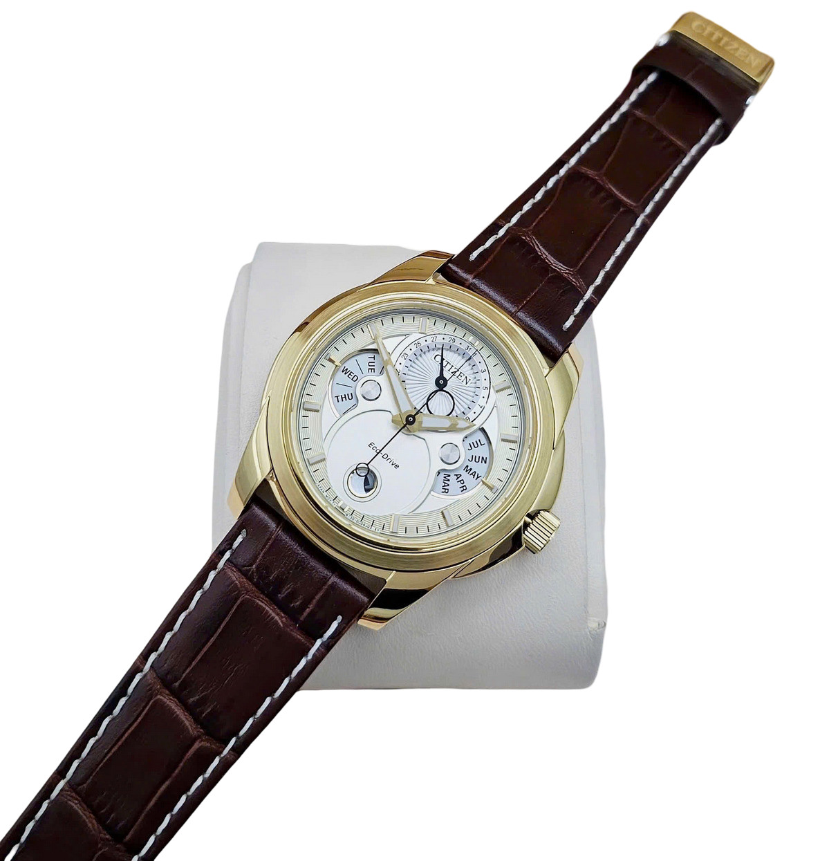 Citizen Calendrier Gold Sapphire Dial Day Date Month Men’s Watch BU0082-06P