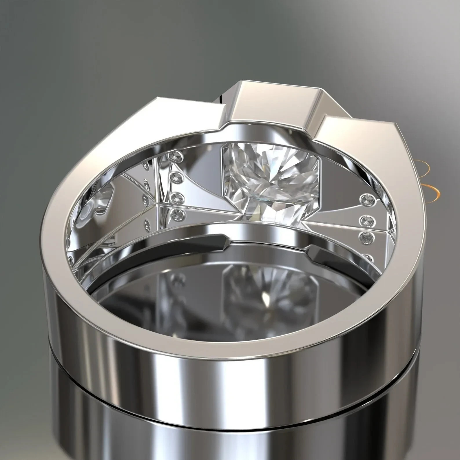 Rare 3.15 Ct Certified White Diamond Men’s Solitaire Ring 925 Silver Free Tariff