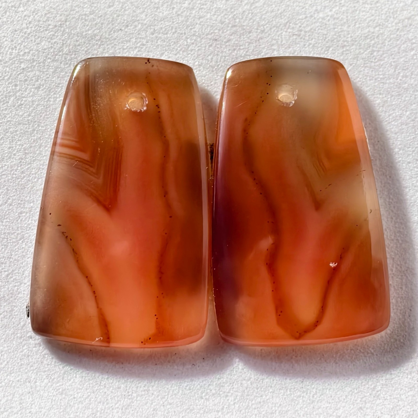 21 Cts Natural Botswana Agate Drilled Pair Cabochon Gemstone 22.1 X 13.4 MM
