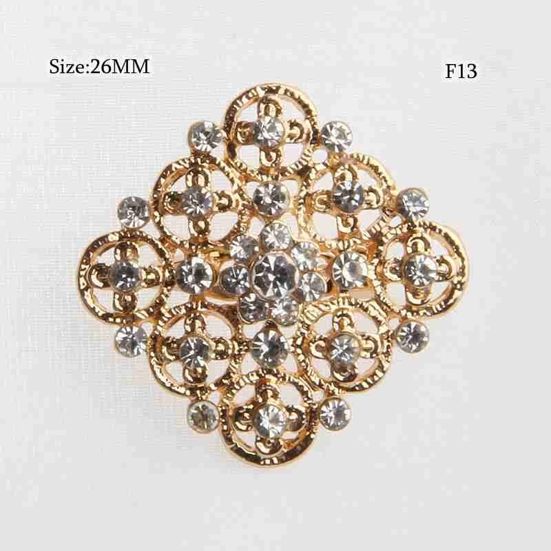 Metallic Flower Crystal Brooches -Round Rhinestone Brooch Pin Bouquet DIY Making