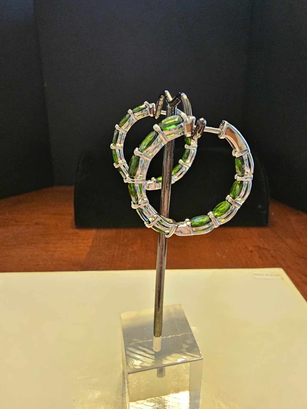 10.5 ctw Chrome Diopside Sterling Silver Inside Out Hoop Earrings
