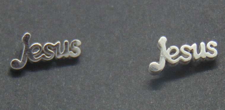 JESUS Stud Earrings, Stainless Steel – Silver Color, Christian Fashion Jewelry