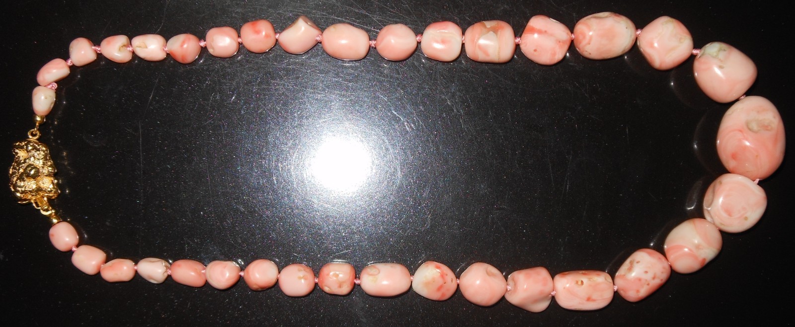 Gorgeous Pink Coral Nugget Scare Necklace