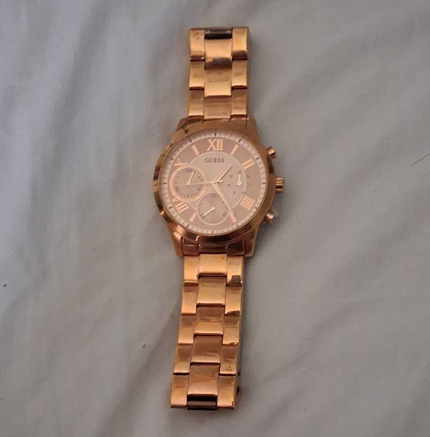 GUESS Women’s Rose Gold Tone Analog Quartz Multi-Dial Bracelet Watch