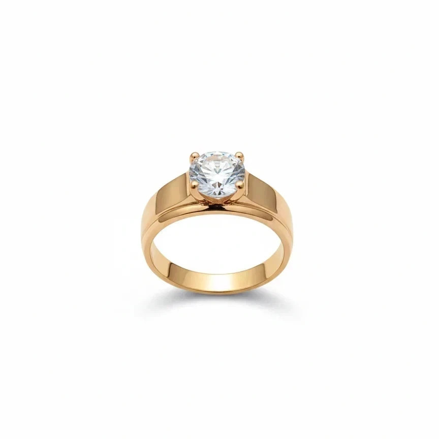Men’s 3 CT Round Moissanite Solitaire Ring, 925 Silver Band Statement Ring