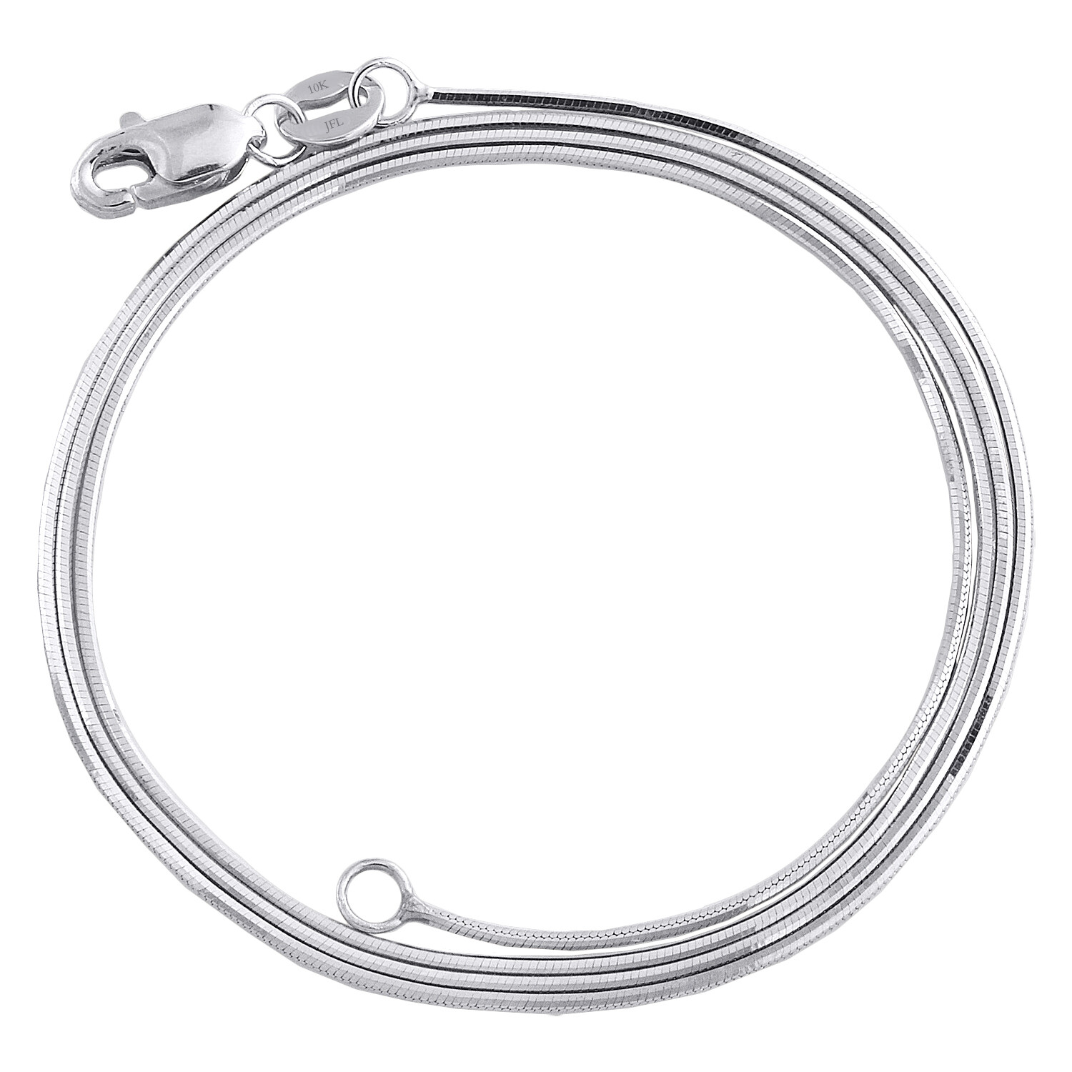 10K White Gold 0.65mm Solid Diamond Cut Round Snake Chain Necklace 16″ – 24″