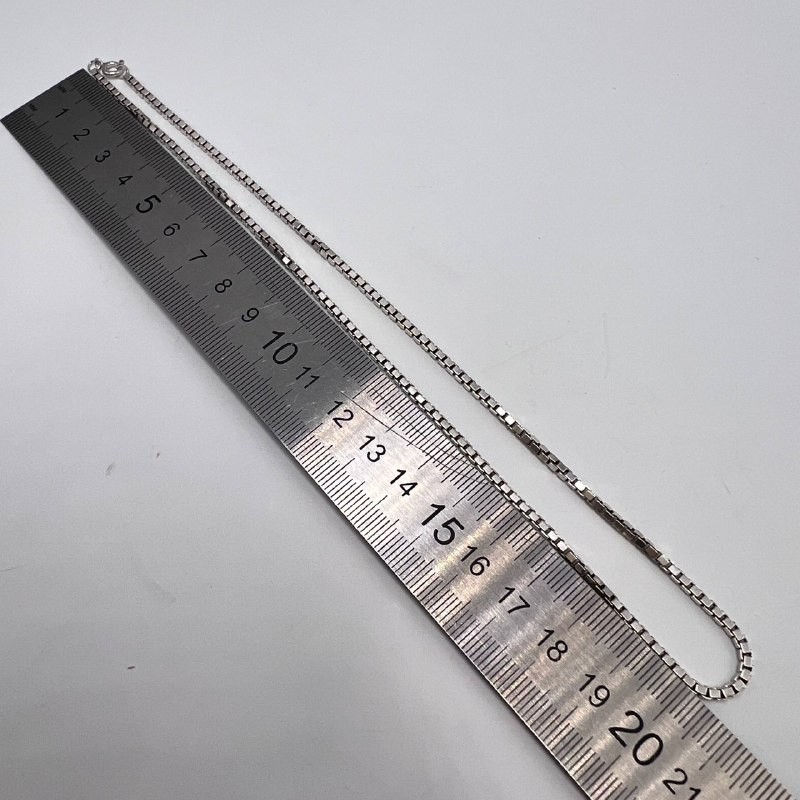 Vintage Sterling Silver 925 Box Chain Necklace 41cm Marked Unisex Jewelry 11.3g