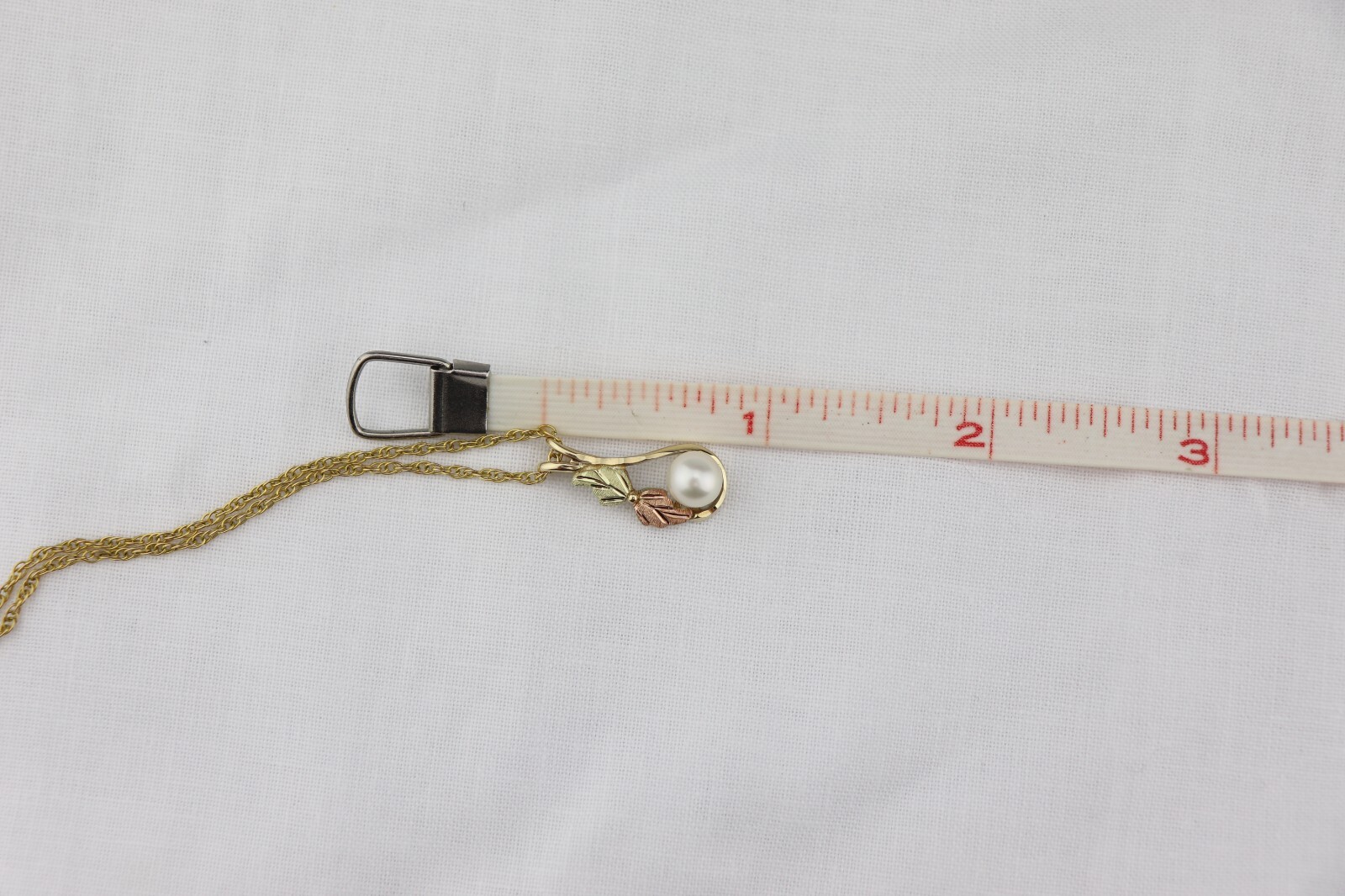 10K & 12K Black Hills Gold Leaf PEARL PENDANT on 14K GF NECKLACE 18.25″ RGC sign