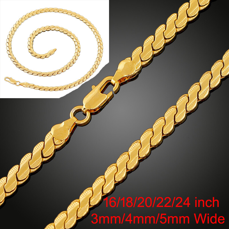 18K Yellow Filled Tarnish-Resist Diamond-Cut Miami Cuban Curb Link Necklace T801