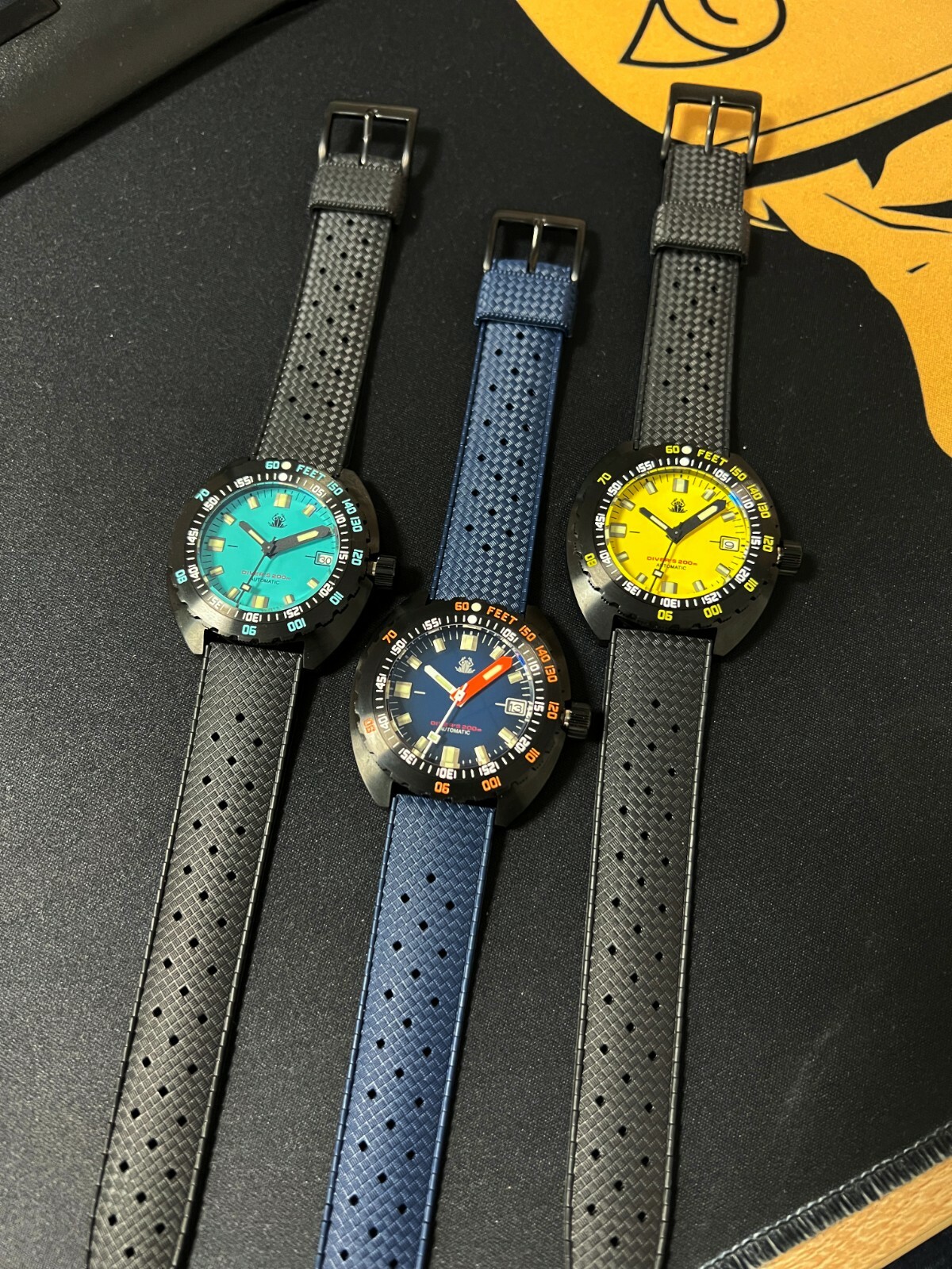 TACTICAL FROG Sub 300T Black PVD NH35A 200M Diver Automatic Watch C3 43mm 316L
