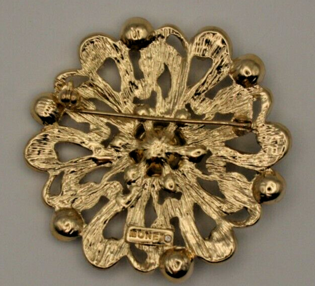 Vintage Monet Signed Starburst Brooch Purple & Blue Rhinestones 2 1/4″ – MCM