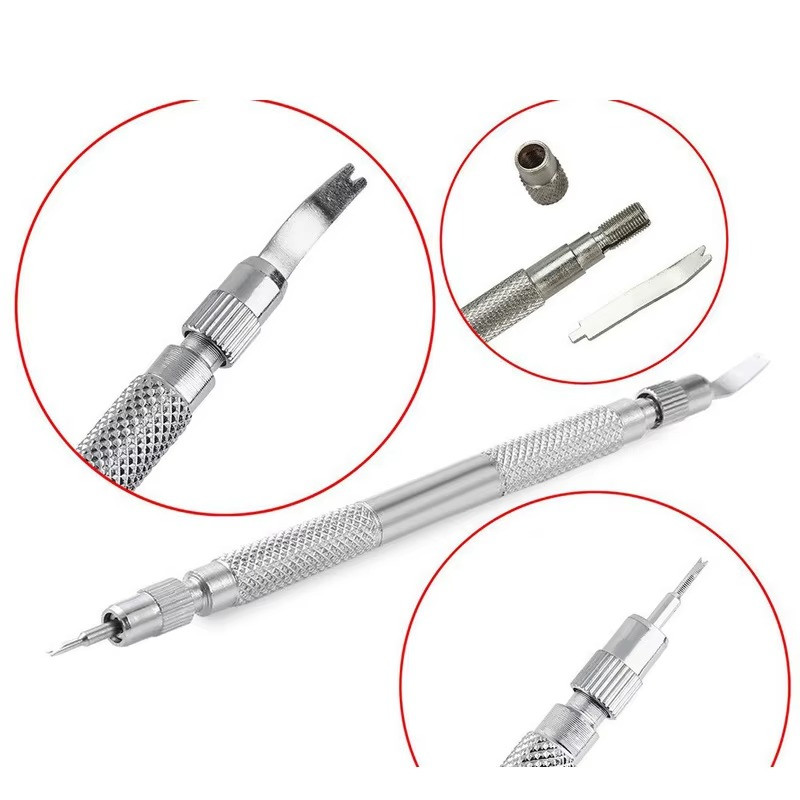 Silver 4Pin Watch Strap Spring Bar Set Repair Tool Wrist Pin Removal Kit Plus 2
