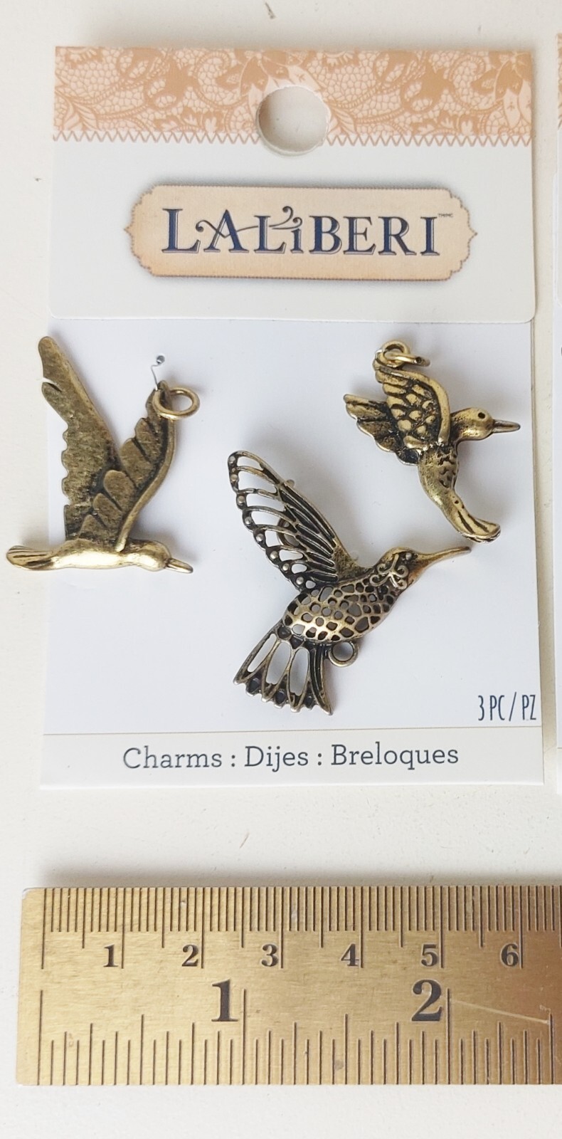 Bird Shaped Charms Lot of 9 in Three Styles New Bronze Toned