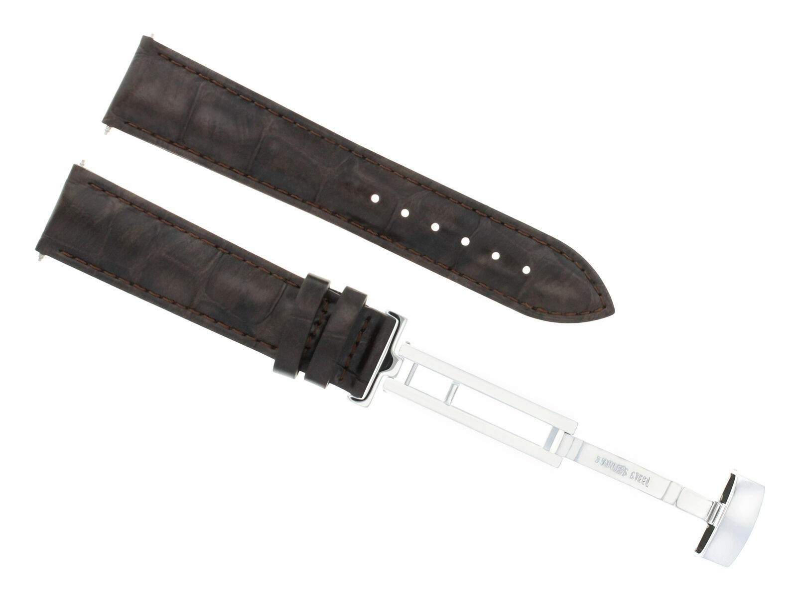20MM LEATHER WATCH BAND STRAP DEPLOYMENT CLASP FOR MAURICE LACROIX PONTOS BROWN