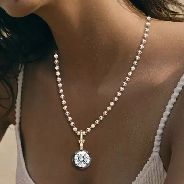 5Ct Lab Created Round Cut White Sapphire Antique Necklace 925 Sterling Silver
